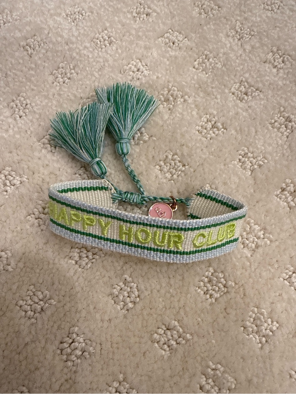Ashleigh Design Co Happy Hour Club Embroidered Tassel Bracelet